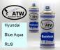 Preview: Hyundai, Blue Aqua, RU9: 400ml Sprühdose + 400ml Klarlack - Set, von ATW Autoteile West.